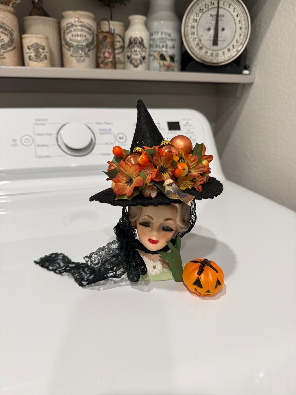OOAK Fall Witch Dorris Day Napco Head Vase made by Me! - Picture 3 of 17